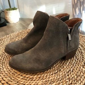 Lucky Brand Suede Zip Up Genuine Leather Brenon Ankle Booties Size 6